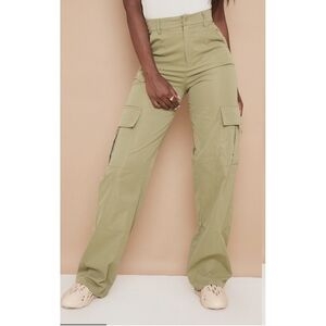 Shape Khaki Buckle Cargo Wide Leg Pants